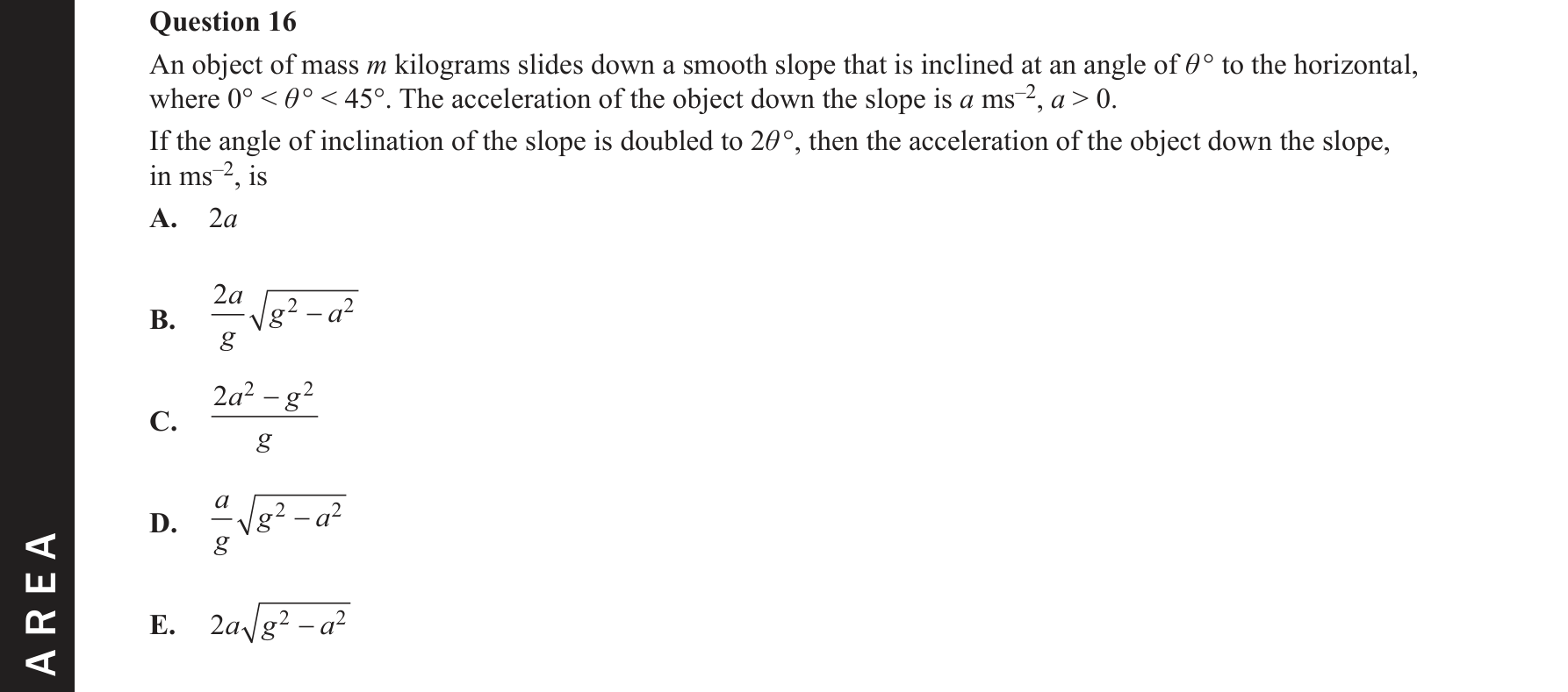 Specialist Mathematics 2021 Exam 2 Question 16 — Rectilinear motion using calculus
