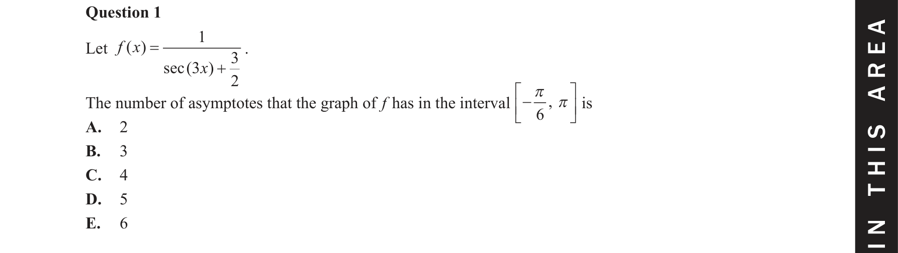 Specialist Mathematics 2021 Exam 2 Question 1 — Asymptotic behaviour analysis, Graphs of rational functions
