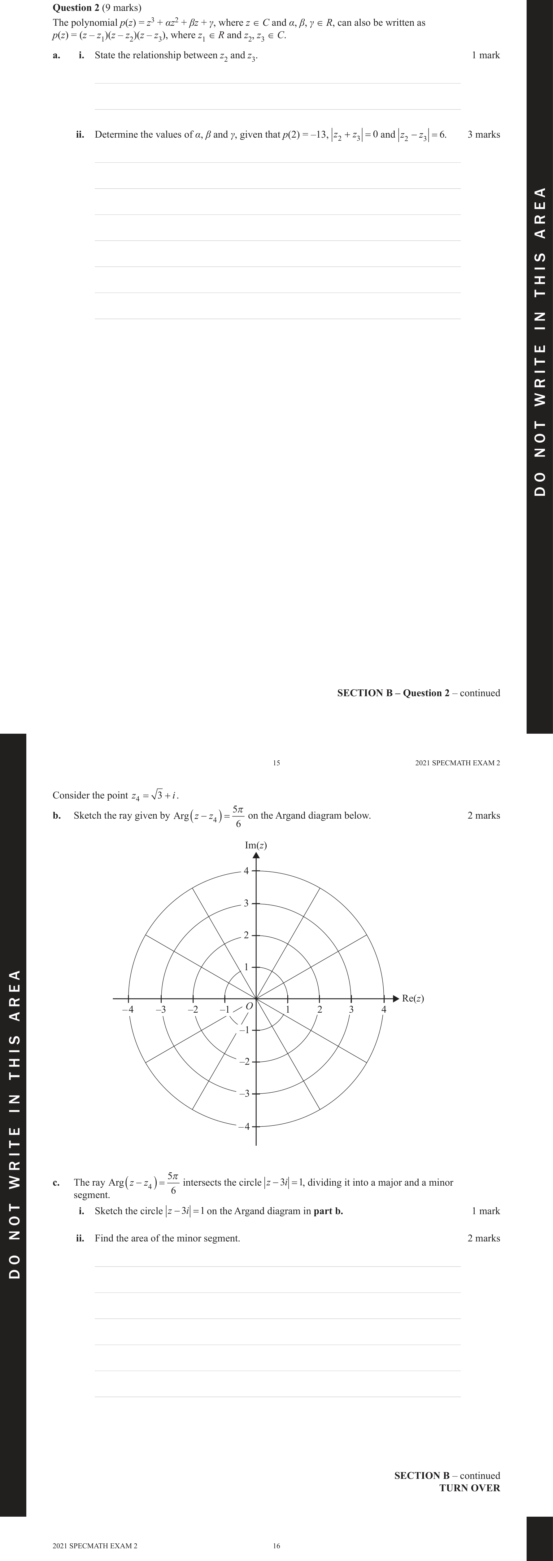 Specialist Mathematics 2021 Exam 2 Question 2(a)(i) — Conjugate root theorem