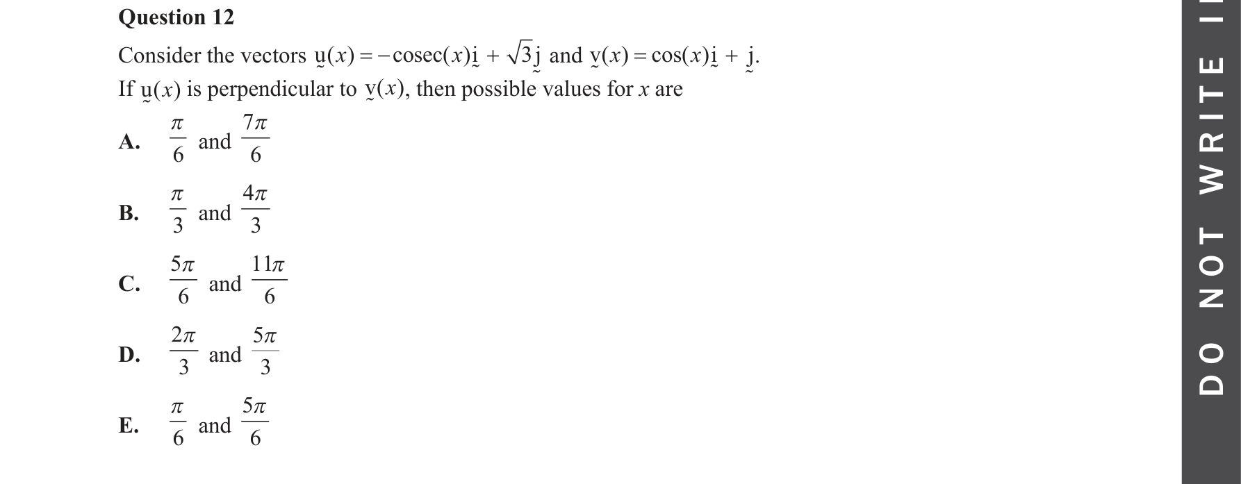 Specialist Mathematics 2022 Exam 2 Question 12 — Parallel and perpendicular vectors, Scalar (dot) product and resolutes