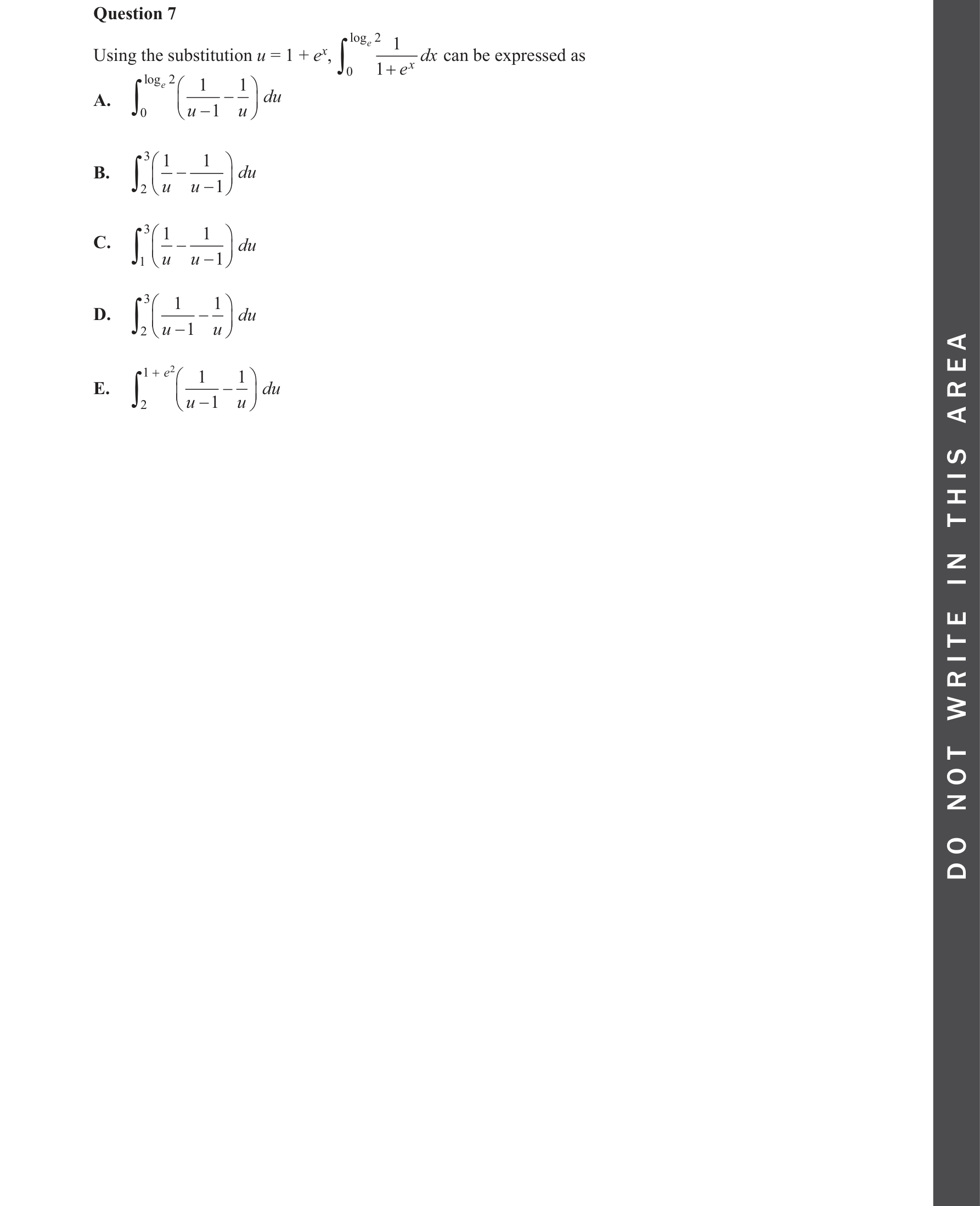 Specialist Mathematics 2022 Exam 2 Question 7 — Integration by substitution, Antidifferentiation using partial fractions