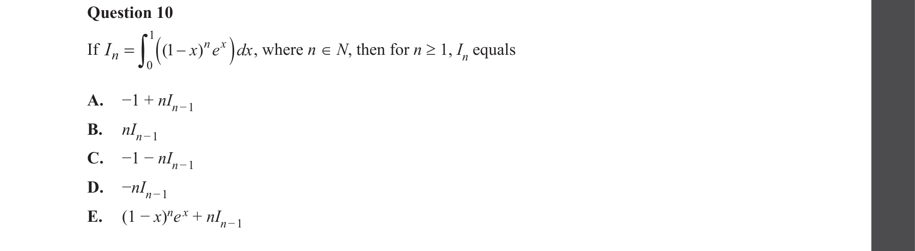Specialist Mathematics 2023 Exam 2 Question 10 — Integration by parts