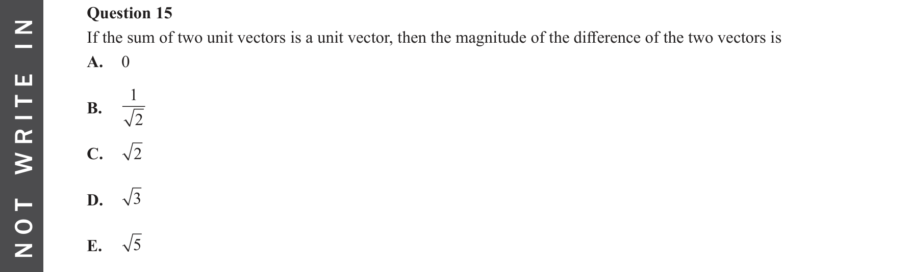 Specialist Mathematics 2023 Exam 2 Question 15 — Magnitude and unit vectors