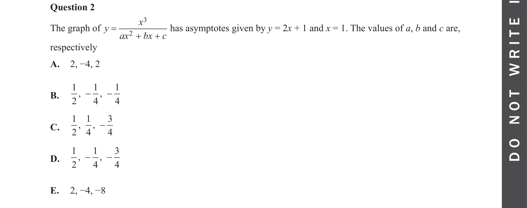Specialist Mathematics 2023 Exam 2 Question 2 — Graphs of rational functions, Asymptotic behaviour analysis