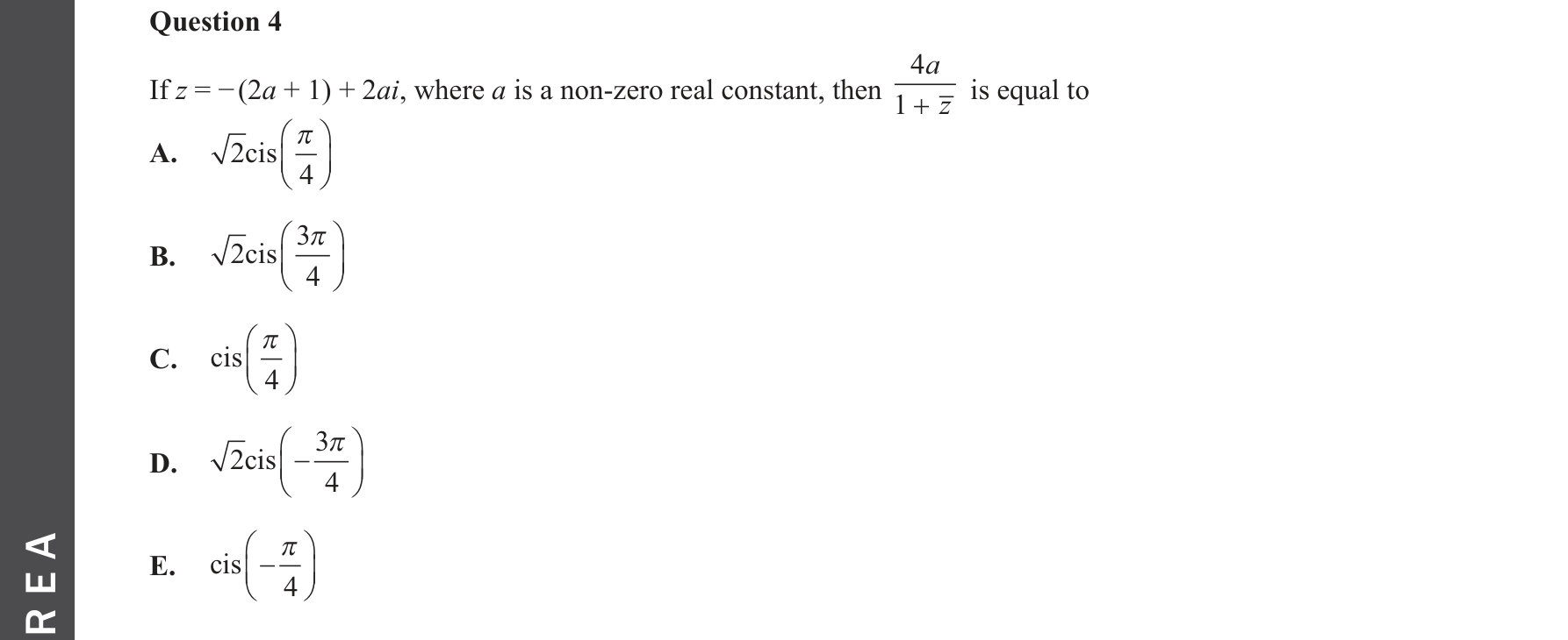 Specialist Mathematics 2023 Exam 2 Question 4 — Polar form of complex numbers