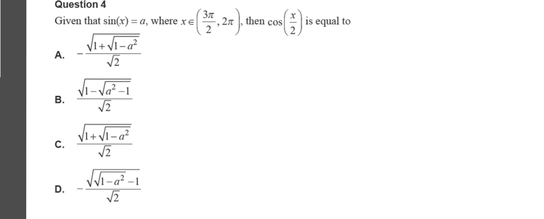 Specialist Mathematics 2024 Exam 2 Question 4 — Trigonometric identities in integration