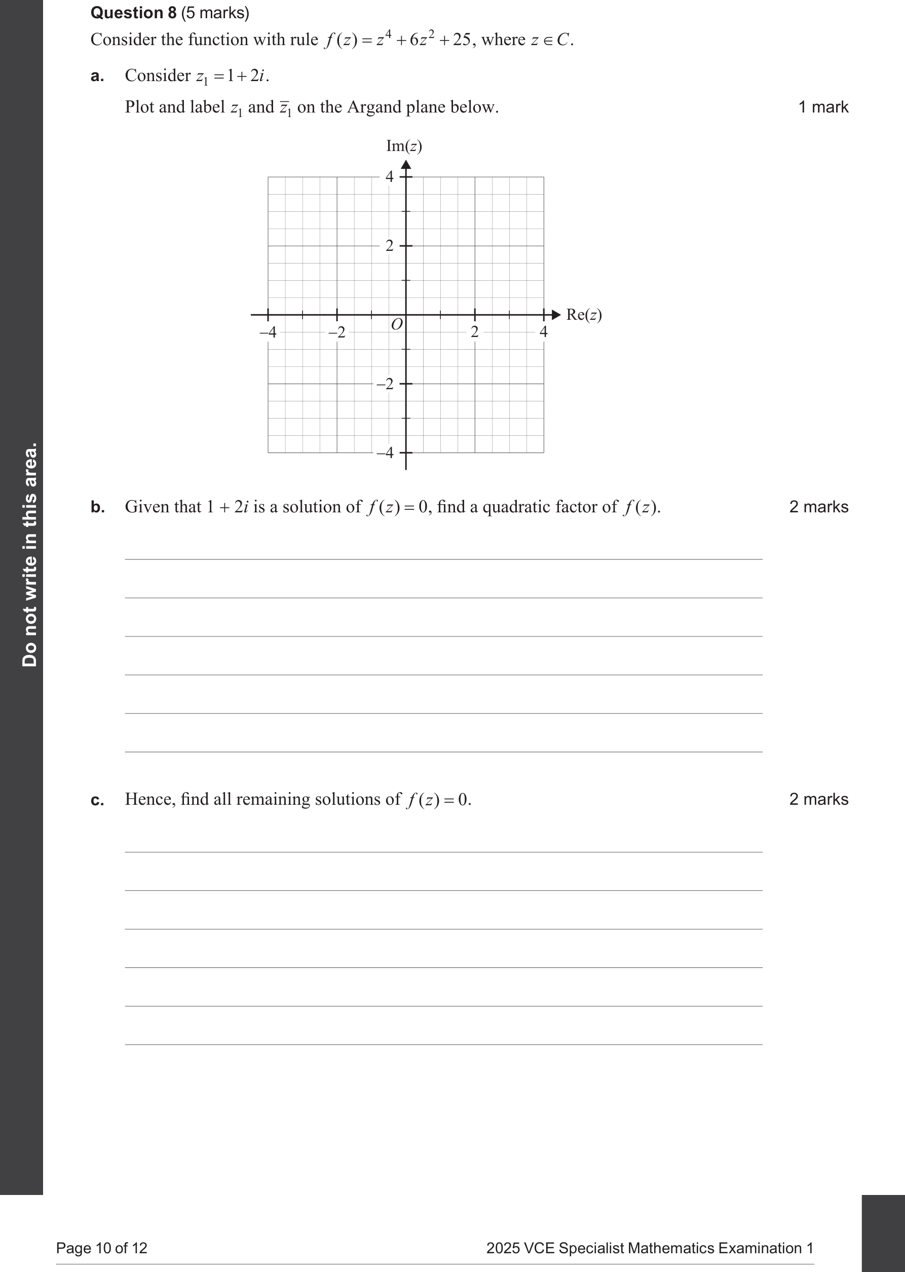 Specialist Mathematics 2025 Exam 1 Question 8(b) — Conjugate root theorem, Factorisation of polynomials over C