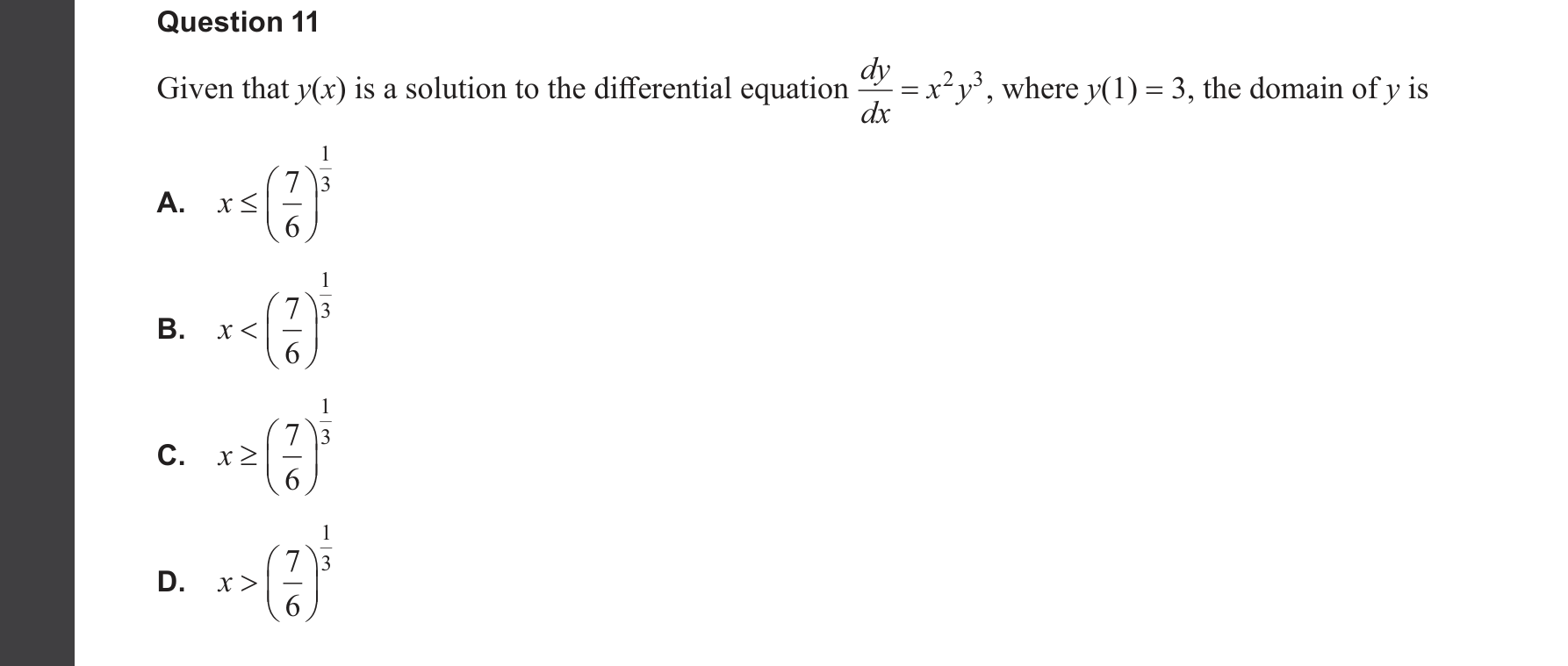Specialist Mathematics 2025 Exam 2 Question 11 — Separation of variables