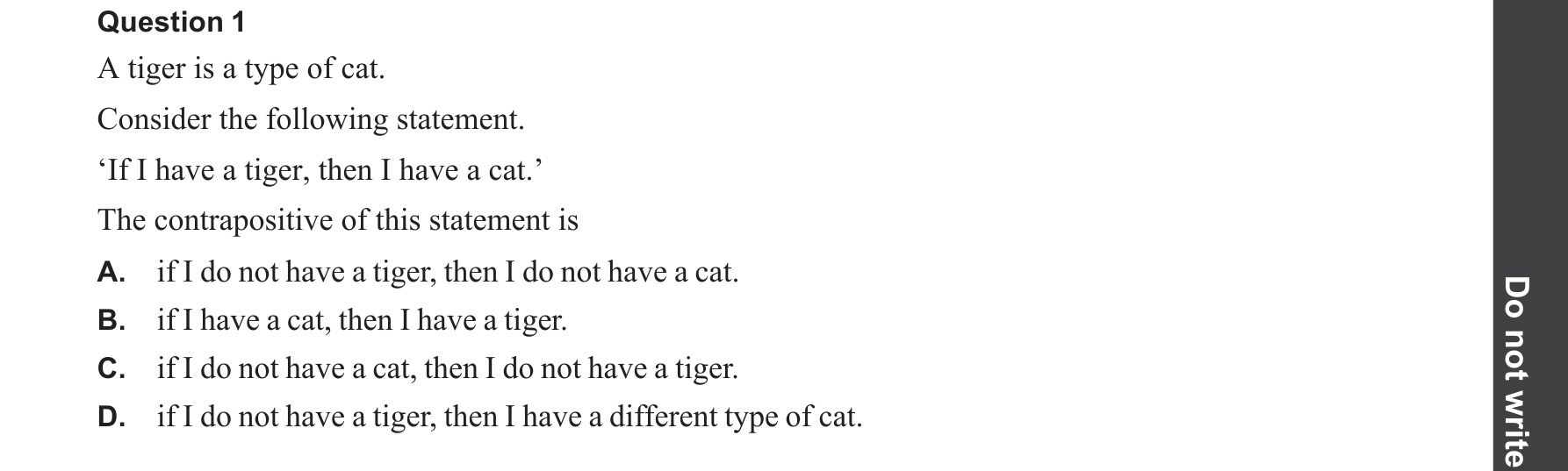 Specialist Mathematics 2025 Exam 2 Question 1 — Implications and equivalence statements