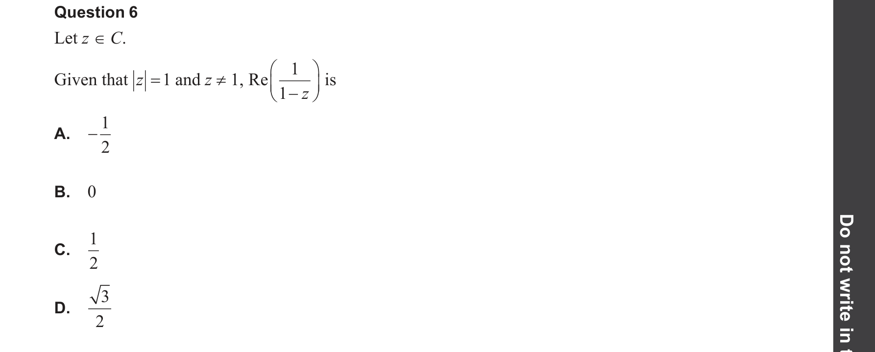 Specialist Mathematics 2025 Exam 2 Question 6 — Polar form of complex numbers, Geometric representation on Argand diagram
