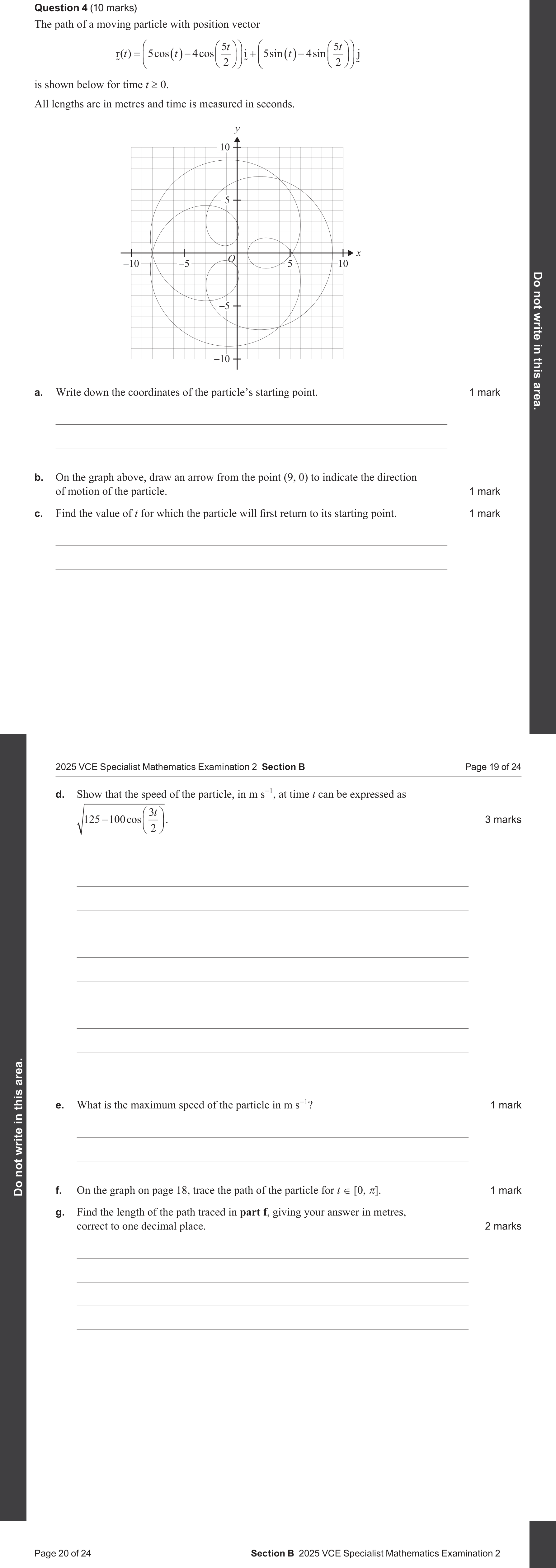 Specialist Mathematics 2025 Exam 2 Question 4(a) — Position vector as function of time